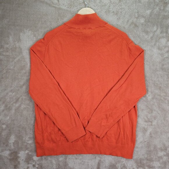 Banana Republic Pima Cotton Cashmere Sweater Orange 1/4 Zip Long Sleeve Mens XL - Picture 7 of 10